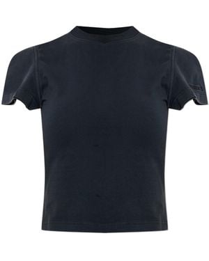 Vetements Logo Embroidered Cropped T-Shirt - Black