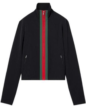 Gucci Stretch Nylon Zip Jacket With Web - Blue