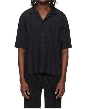 Issey Miyake Pleated Short-Sleeved Shirt - Black