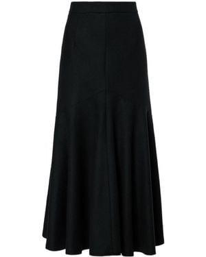 Patou Pleated Detail Midi Skirt - Black