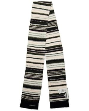 Ganni Striped Medium-Thickness Scarf - White