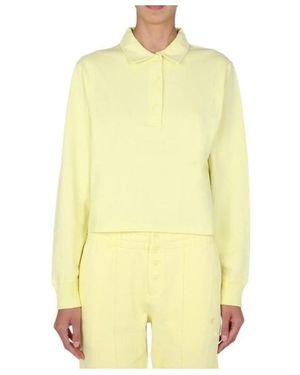 Helmut Lang Long-Sleeve Logo Embroidered Polo Shirt - Yellow