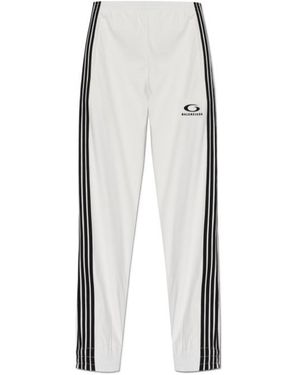 Balenciaga Loop Sports Logo Embroidered Track Trousers - White