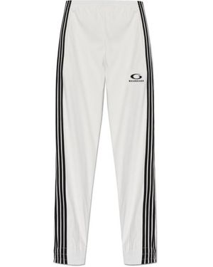 Balenciaga Loop Sports Logo Embroidered Track Trousers - White