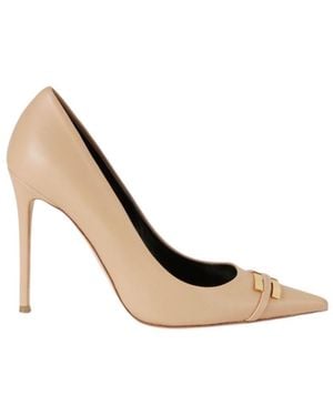 Elisabetta Franchi Logo Pointed High Heels - White