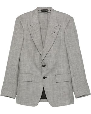 Tom Ford Herringbone-Pattern Wool Blend Blazer - Grey
