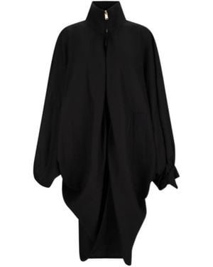 DARKPARK Norma Zip-Up Draped Coat - Black