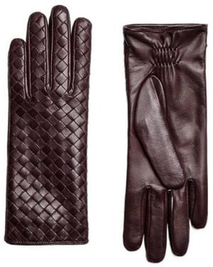 Bottega Veneta Leather Gloves - Purple