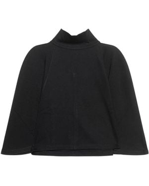 Thom Krom Zip Detailed High Neck Cropped Top - Black
