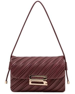 Victoria Beckham Soft Dorian Pleated Leather Shoulder Bag - Purple