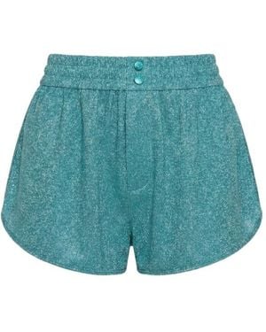 Oséree Oséree Lumière Mid-Rise Lurex Slip Shorts - Blue
