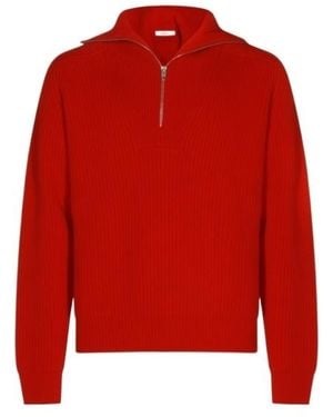 Jil Sander Half-Zip Jumper - Red