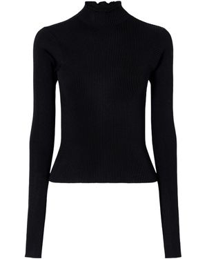 Rier Ribbed Silk Turtleneck Jumper - Blue