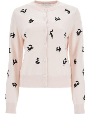 Maison Kitsuné Maison Kitsuné Fancy Fox Embroidered Cardigan - Natural