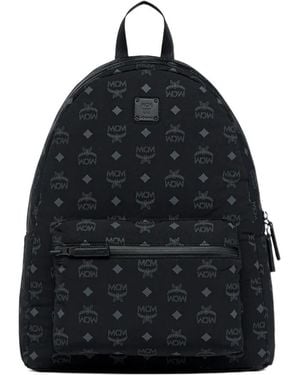 MCM Stark Monogram-Pattern Packable Backpack - Black