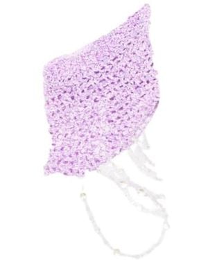 SUSAN FANG Beaded Crochet Top - Purple