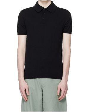 HELIOT EMIL Alae Short-Sleeved Polo Shirt - Black