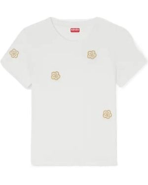 KENZO Multi 'Boke Flower' Embroidered T-Shirt - White