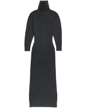 Ami Paris Long-Sleeved Ribbed-Knit Dress - Black