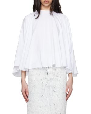 MM6 by Maison Margiela Long-Sleeved Pleated Top - White