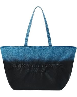 Alexander Wang Punch Large Denim Tote Bag - Blue