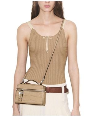 Tory Burch Crocembossed Boxshaped Bag - Natural