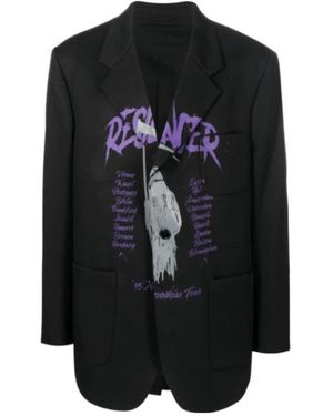 Raf Simons Graphic-Print Single-Breasted Blazer - Black