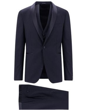 Tagliatore Virgin Wool Tuxedo Suit - Blue