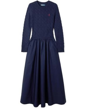 Polo Ralph Lauren Cable-Knit Flared Dress - Blue
