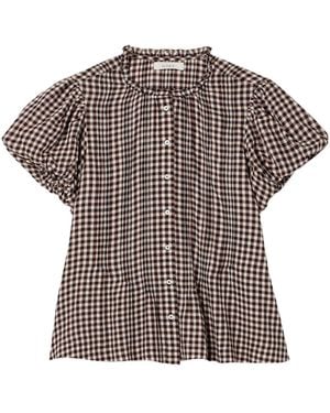 Doen Millie Ruffled Checked Organic Cotton-Voile Blouse - Multicolor