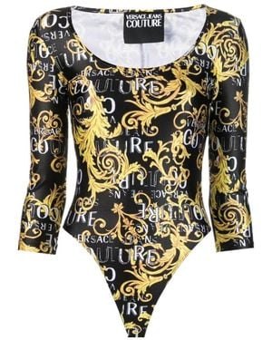 Versace Jeans Couture Couture Logo-Printed Long-Sleeved Crewneck Body - Green