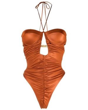 Gcds Halterneck Strapped One-Piece Swimsuit - Orange