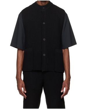 Homme Plissé Issey Miyake Crew Neck Knitted Vest - Black