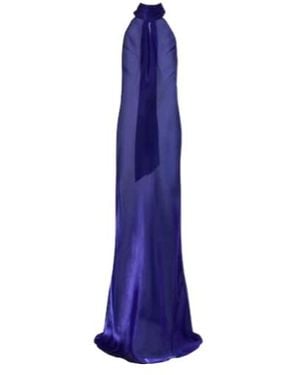 Galvan London Sienna Semi-Sheer Organza Gown - Purple