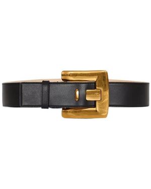 Balmain Pb-Engraved Buckle Belt - White