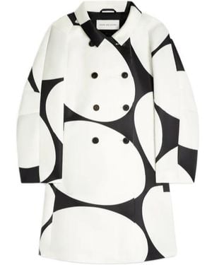 Dries Van Noten Double-Breasted Printed Coat - White