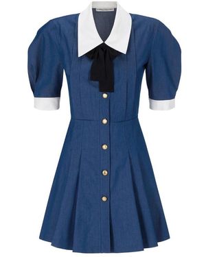 Alessandra Rich Pleated Mini Dress - Blue