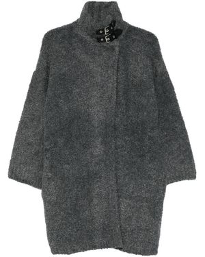 Liu Jo Buckled Collar Knitted Coat - Grey