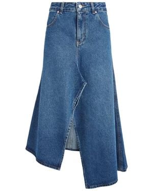 Victoria Beckham Asymmetric Hem Skirt With A Slit - Blue