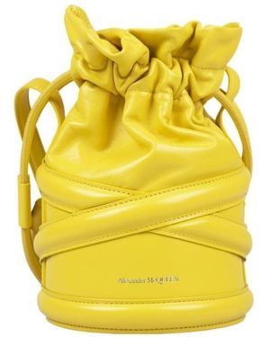 McQueen Soft Curve Drawstring Bucket Bag - Yellow