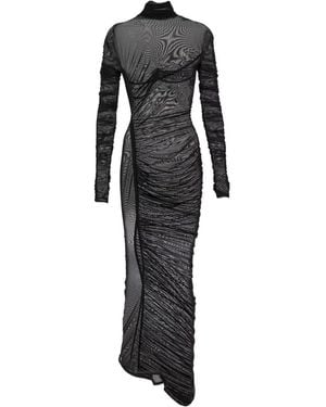 Mugler Pleated Perspective Dress - Black