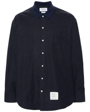 Thom Browne Rwb Striped Curved Hem Shirt - Blue