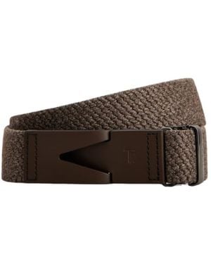 Tod's Canvas And Leather Belt - Brown
