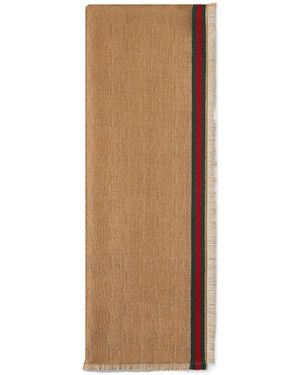 Gucci Gg Web Trim Stole - Natural