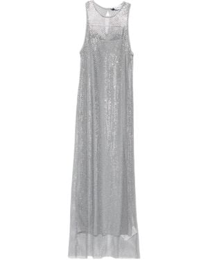 Marella Sleeveless Rhinestone Mesh Dress - Grey