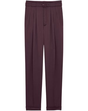 Saint Laurent Pleated Belted Trousers - Purple