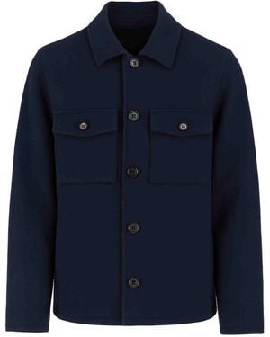 Jacob Cohen Long-Sleeved Straight Hem Coat - Blue