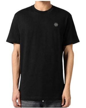 Philipp Plein Round Neck T-Shirt Neck Logo - Black