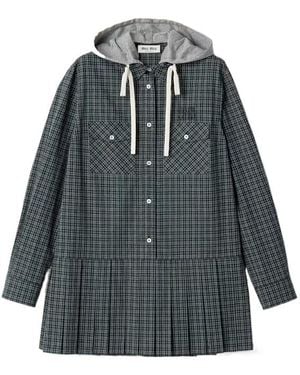 Miu Miu Checked Flannel Dress - Grey