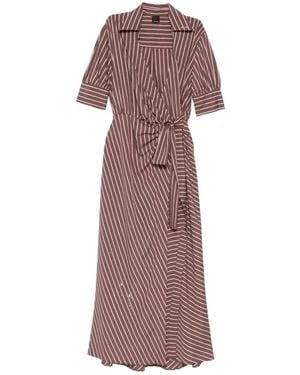 Pinko Striped Short Sleeve Maxi Shirt Dress - Purple